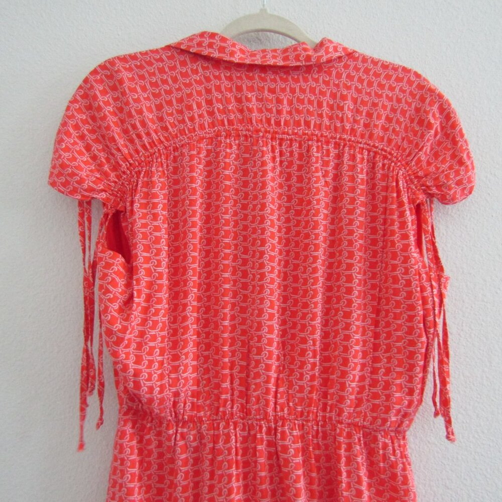 Anthropologie Maeve Printed Shirt Dress Medium Orange Boho Lightweight Feminine - Picture 8 of 14